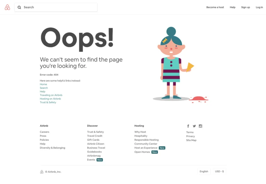 airbnb 404 error page